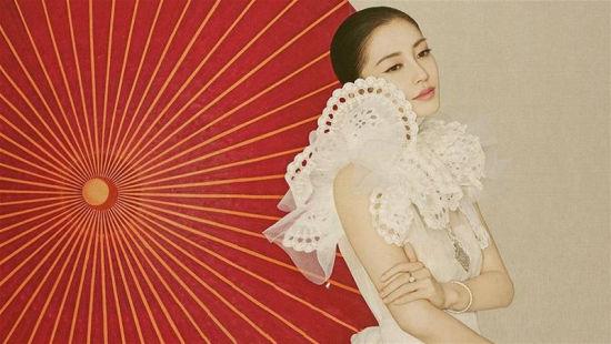 angelababy古典婚纱照 尽显古典韵味