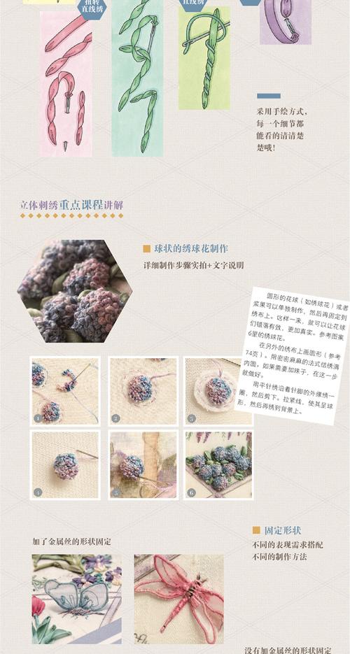 铃木美江子羊毛线立体刺绣 刺绣经典针法与图案 立体绣 丝带绣艺术家