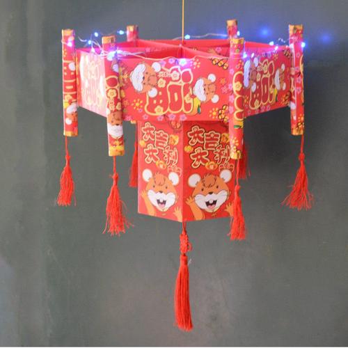 新年春节手工幼儿园六角宫灯红包灯笼