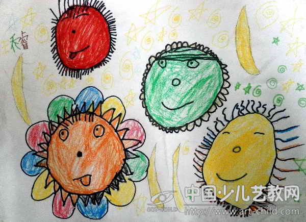 儿童画-四季的太阳-《少儿画苑》第20届国际少儿书画大赛获奖作品
