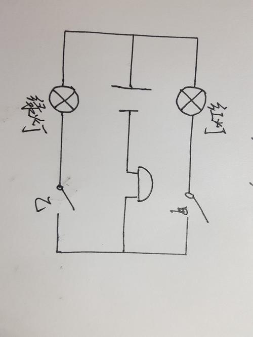 红灯亮电铃响,乙病人闭合开关,绿灯亮电铃响,说明红绿灯可以独自工作