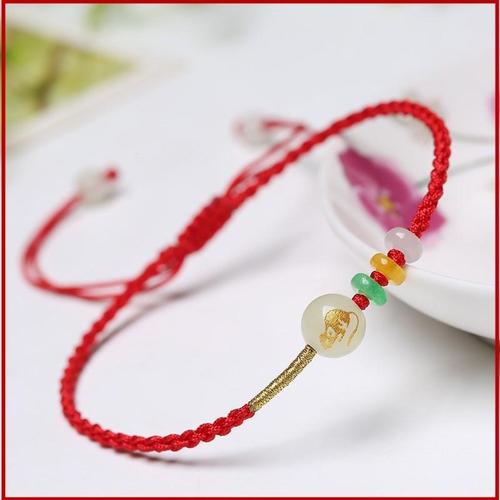 简单脚链子绳编红绳脚链女男女带夜光石清新夜光珠脚裸链绳子女款