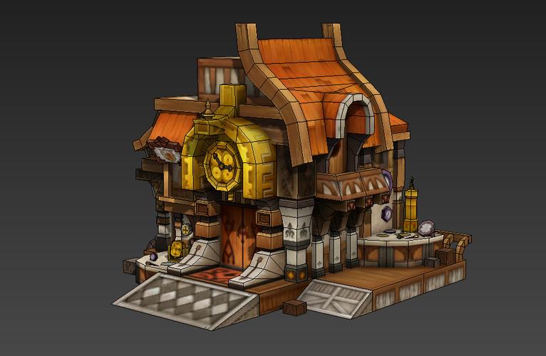 科幻实验室时钟工作室big studio房子3d游戏场景模型下载