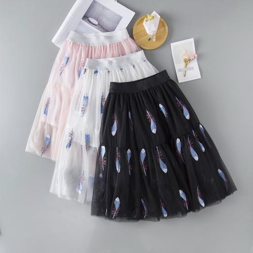 半身短裙长裙女童纱裙春夏百褶裙中大