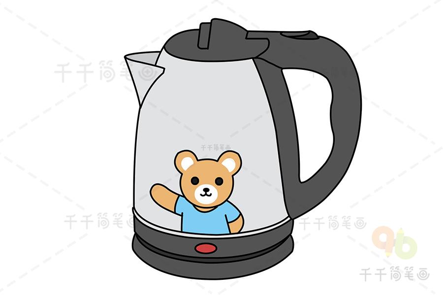 可爱小熊开水壶简笔画