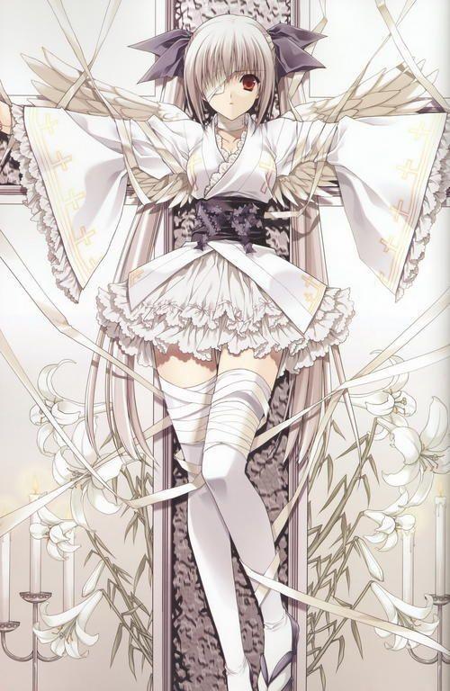 找图片 是个动漫图片 内容是 中间有个身缠白绷带的女孩 白色长发