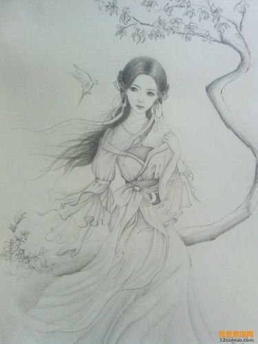 古装素描图片欣赏