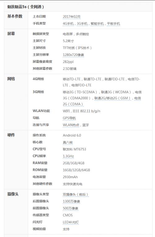 魅族魅蓝5s详细配置参数 配置价格及上市时间介绍