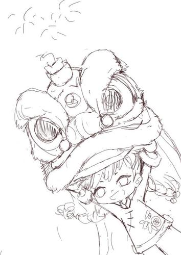 春节舞狮简笔画步骤