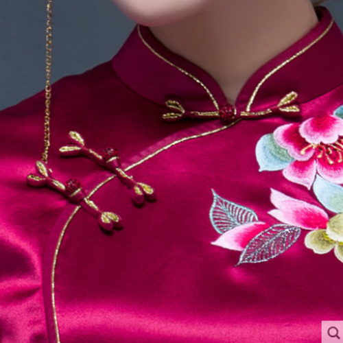 卓尚旗袍短款刺绣盘扣宴会礼服中式连衣裙j31q534