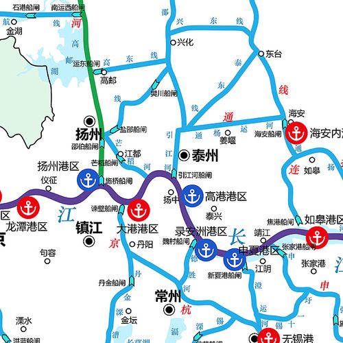 超高清江苏航道港口示意图_江苏水路交通地图