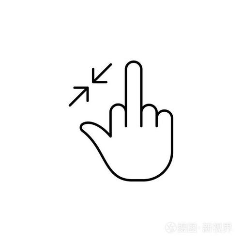 插画 手指手势手两个轮廓图标. 网站网页设计简单图标元素.