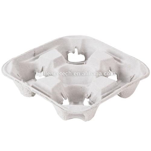 environmental paper pulp 4 cups tray disposable fiber 4 coffee