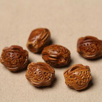 毛桃核野生毛桃核长命锁福字锁毛苦桃核手工雕刻宝宝红绳配件s76有