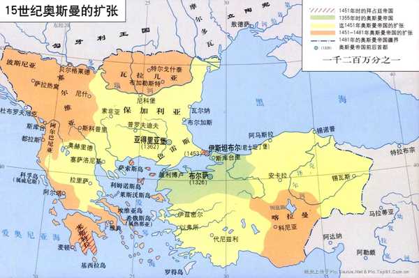 西达直布罗陀海峡,东抵里海及波斯湾,北及今之奥地利和斯洛文尼亚,南