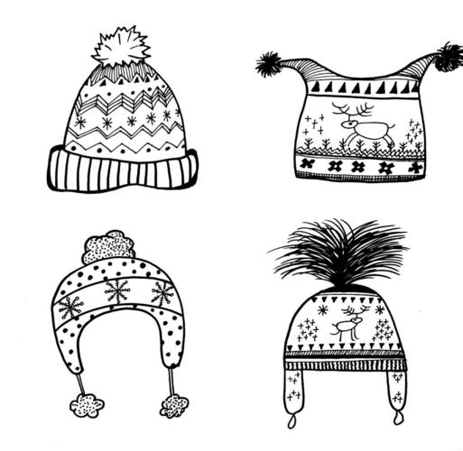 简笔画  线描画  素材|毛线帽_毛线帽_简笔画_小朋友