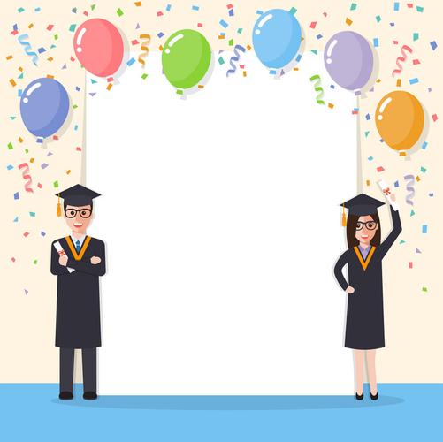 卡通手绘青春毕业季狂欢海报背景素材