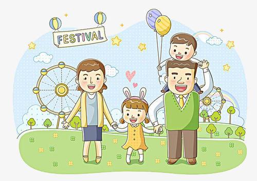 一家人去游乐园简笔画