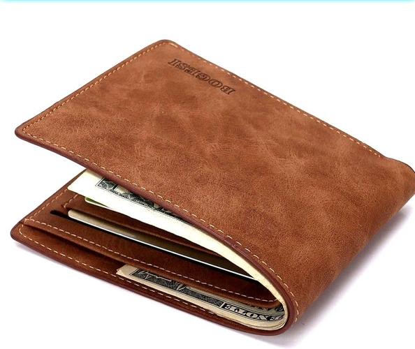 luxury leather pocket wallet solid color man open short purse
