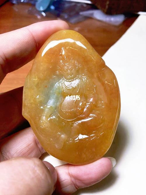 天然满黄翡翠黄财神_翡翠_兴趣爱好_手工