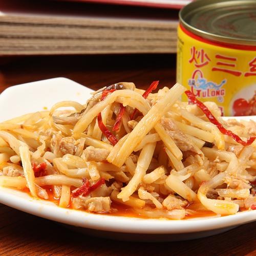 古龙食品炒三丝罐头竹笋猪肉笋即食下酒凉菜下饭小菜咸菜小吃198g