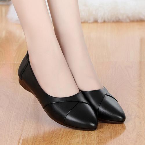 皮鞋正品蜻蜓真皮女鞋平底女网单鞋