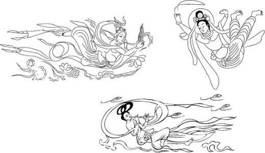 敦煌壁画飞天简笔画简单