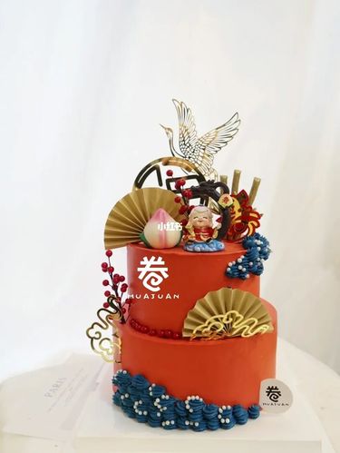 祝寿寿桃双层蛋糕 红色系 超大气_蛋糕_红色系_寿桃_金盾花园(中华