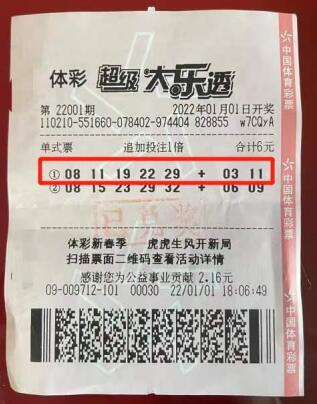 阜新购彩者6元单票命中大乐透一等奖1282万元