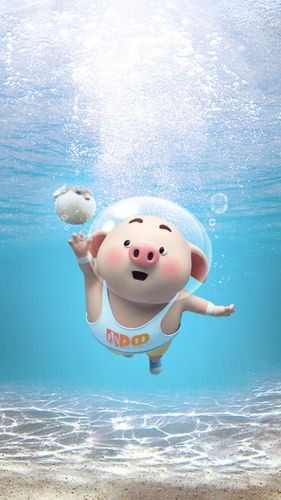 猪小,屁陪,你在,海洋,玩耍, 标签:卡通呆萌卡通头像猪小屁淘气3d3d