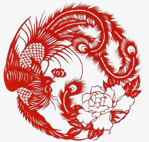 凤凰剪纸_凤凰剪纸图案png素材-90设计