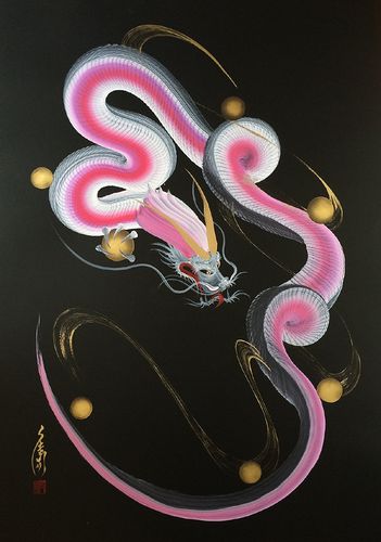 日本艺术家手岛启辅(keisuke teshima)的一笔画龙,一笔龙也是从江户