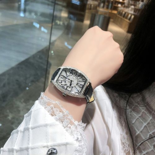 购客蒂玮娜手表女施华洛奇酒桶形轻奢小众女表简约气质大气女士奢华表