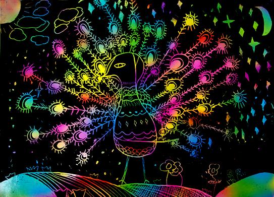 七彩孔雀 孔雀儿童画