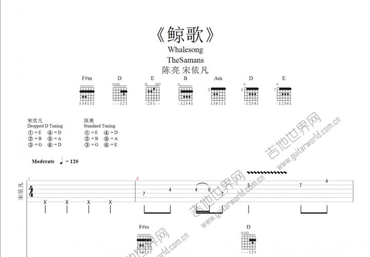 鲸歌(whalesong)吉他谱_陈亮_d调指弹 - 吉他世界网