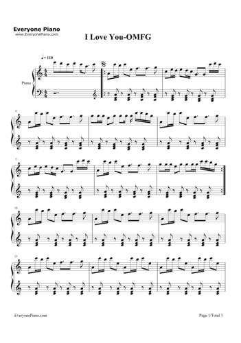 i love you-omfg五线谱预览1