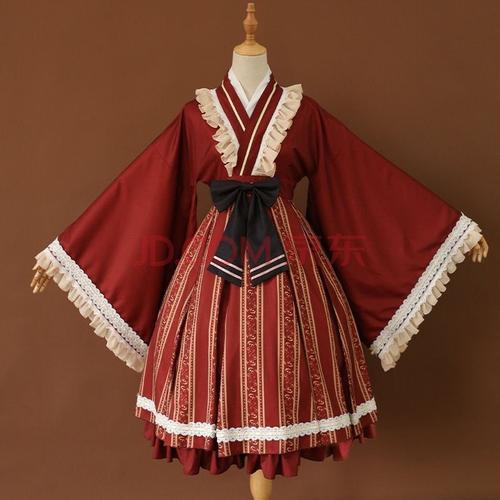 【】原创贺岁款lolita 和苑林交领op 日常中国风洛丽塔连衣裙 红色