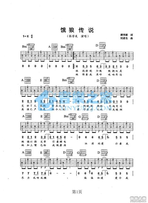 饿狼传说吉他谱 e调扫弦版-张学友