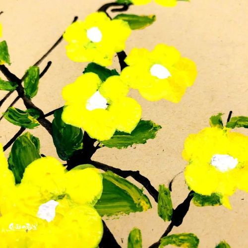 步骤四:点出迎春花的花蕊.