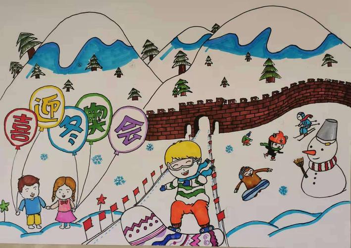 冰雪情缘,童心筑梦——保定冀英学校(二小)迎冬奥绘画
