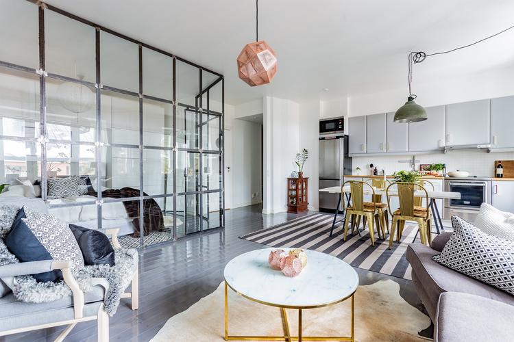 北欧风小户型公寓装修玻璃隔断效果图