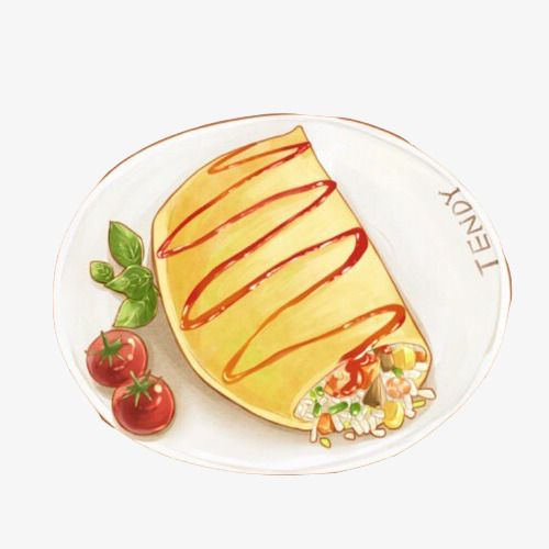 蛋包饭手绘画素材图片