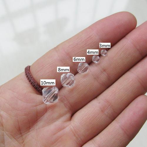 两头尖串珠饰品手链戒指散 diy 仿水晶玻璃珠子手工 幻彩菱形珠 4mm