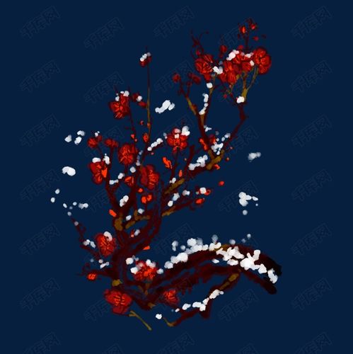 冬天腊梅红色梅花免抠