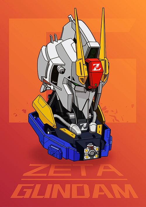 高达胸像插画