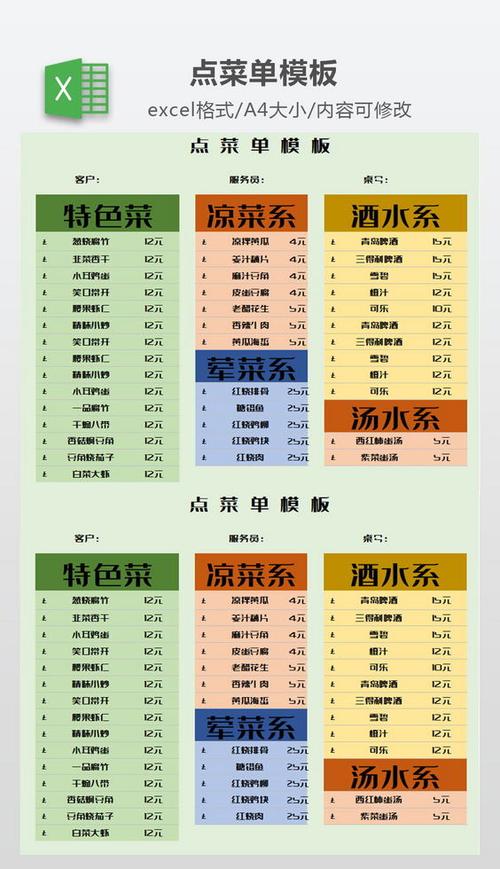 原创饭馆点菜单模板-版权可商用