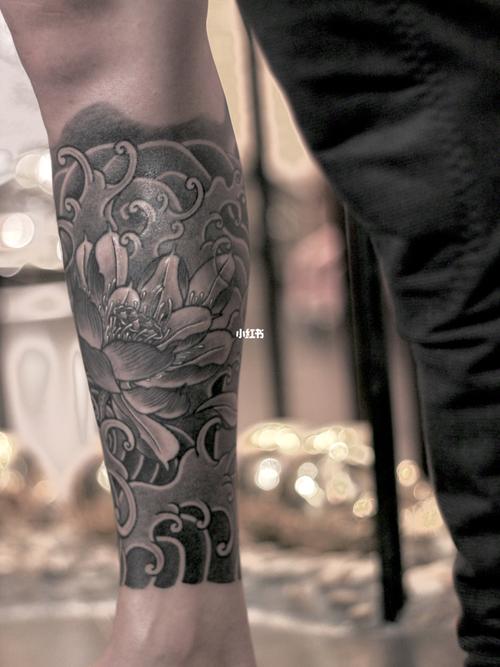 包小腿纹身-荷花纹身_纹身_我的纹身分享_美妆_彩妆