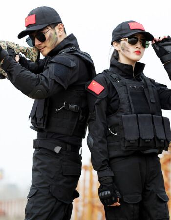 户外黑色紧身迷彩服作训服 特种兵军迷服装青蛙服套装