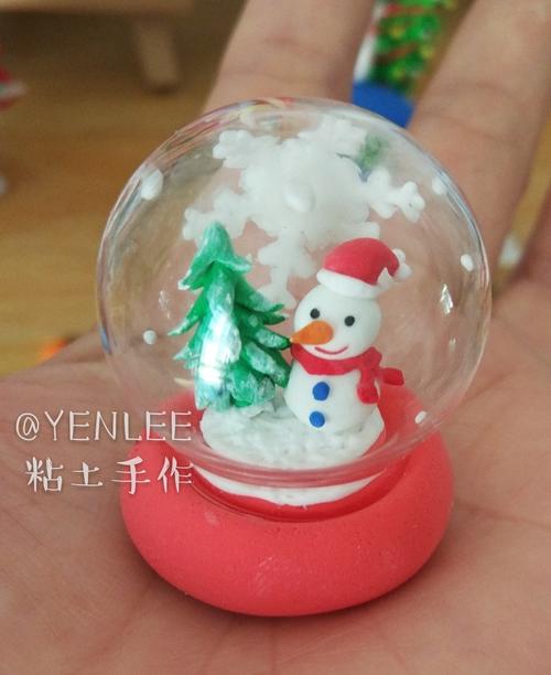粘土手工 尺寸小小的雪人水晶球