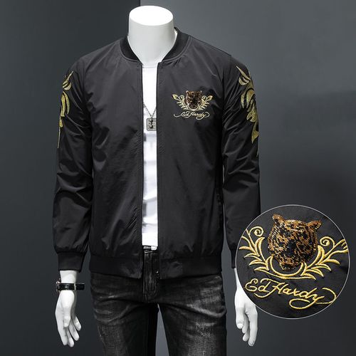 奢侈品男装2021新款夹克衫男士轻奢虎头欧洲站欧货刺绣修身男青年